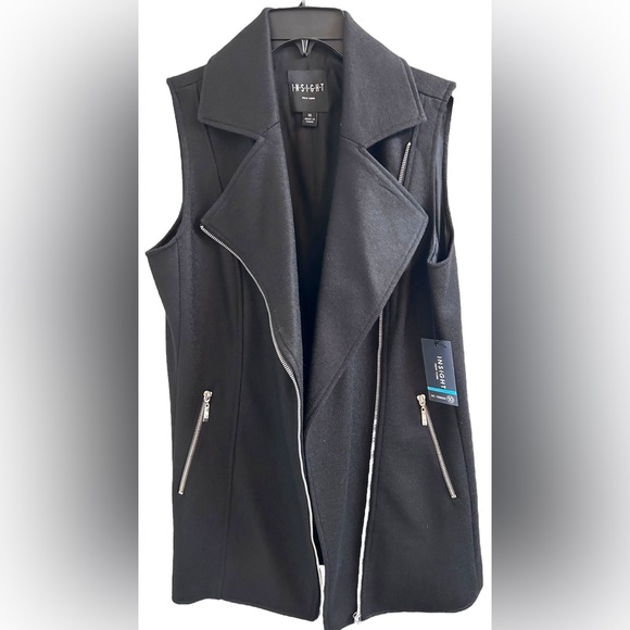 NORDSTROM INSIGHT NEW YORK Moto Asymmetrical Zipper Wool Tunic Vest Blk 10✨NWT✨ - Picture 3 of 9